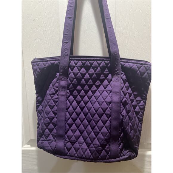 Vera Bradley Purple Tote Bag Pockets Zip Dual Handle 12x15” Handbag - Picture 5 of 9
